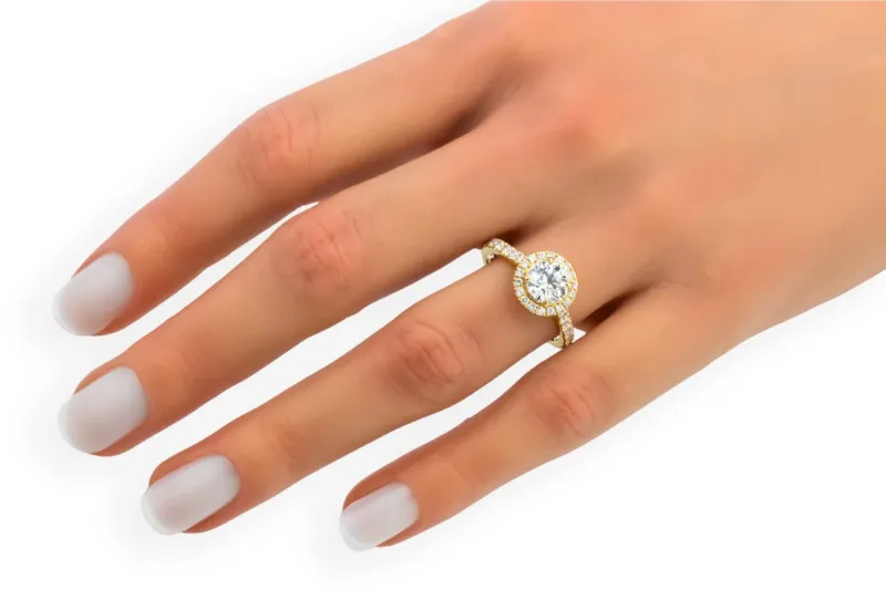 18ct Yellow Gold Lab Diamond Round Halo Engagement Ring 1.04ct IGI Certified