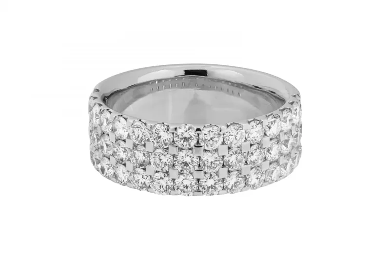 18ct White Gold Triple Row Diamond Half Eternity Ring 2.30ct