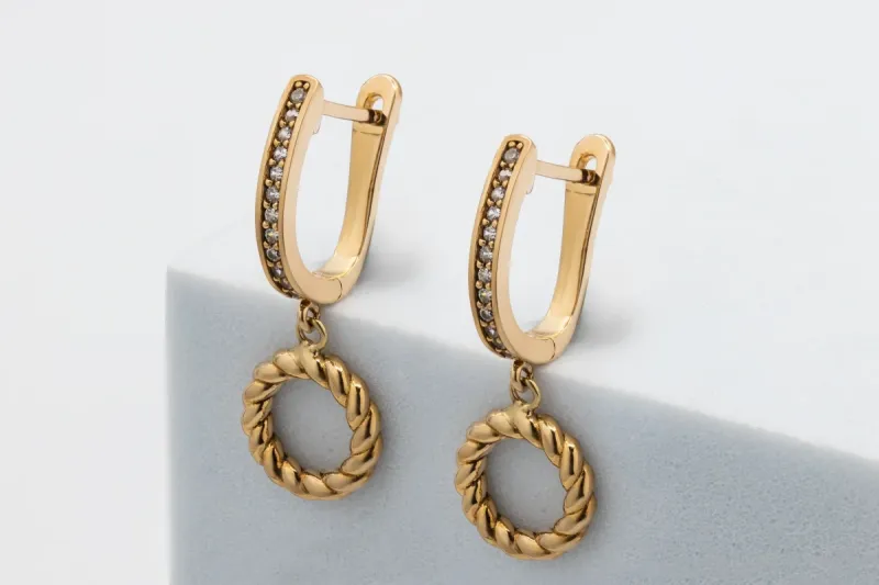 9ct Yellow Gold Cubic Zirconia Earrings 3.3g