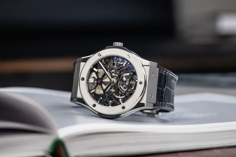 Hublot Classic Fusion Tourbillon 45mm Black Leather 505.NX.0170.LR Circa 2015