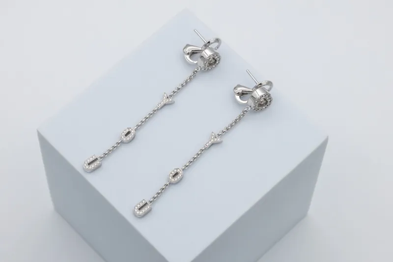 18ct White Gold Diamond Chopard LOVE YOU Earrings 84/4665-20 1.58ct