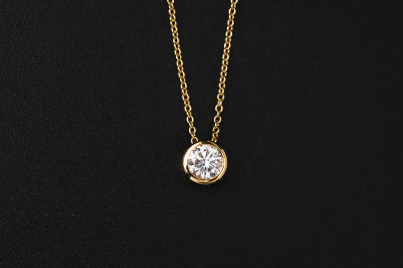 Gold Plated Sterling Silver Lab Grown Brilliant Cut Diamond Necklace 0.50ct