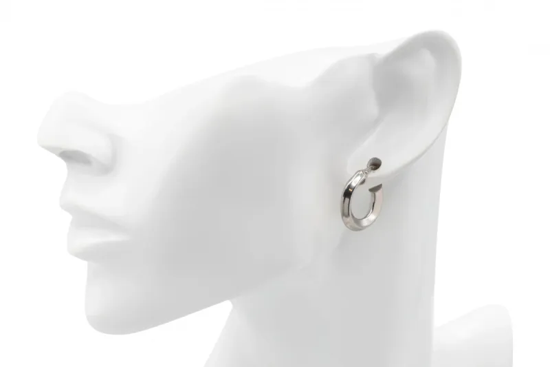 9ct White Gold Knife Edge Hoop Earrings Sleek Polished Design 1.5g