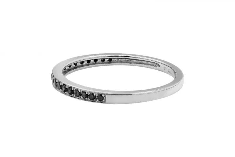 14ct White Gold Micro Pave Black Diamond Ring 0.20ct