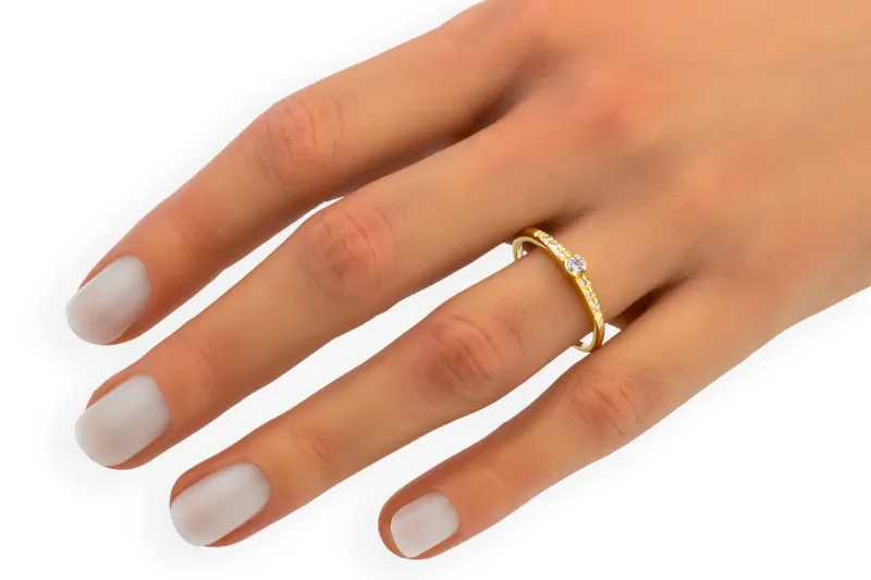 18ct Yellow Gold Natural Pink & White Diamond Ring 0.12ct SI 2g