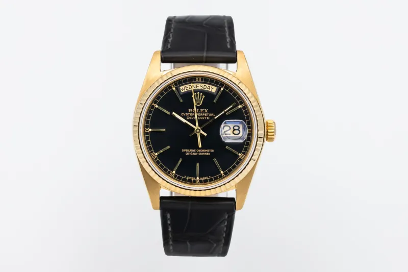 Rolex Day-Date 36mm Black Leather 18038 1978