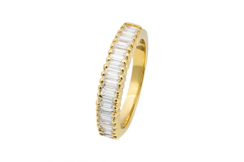 18ct Yellow Gold Baguette Diamond Half Eternity Ring 0.48ct 3.5g