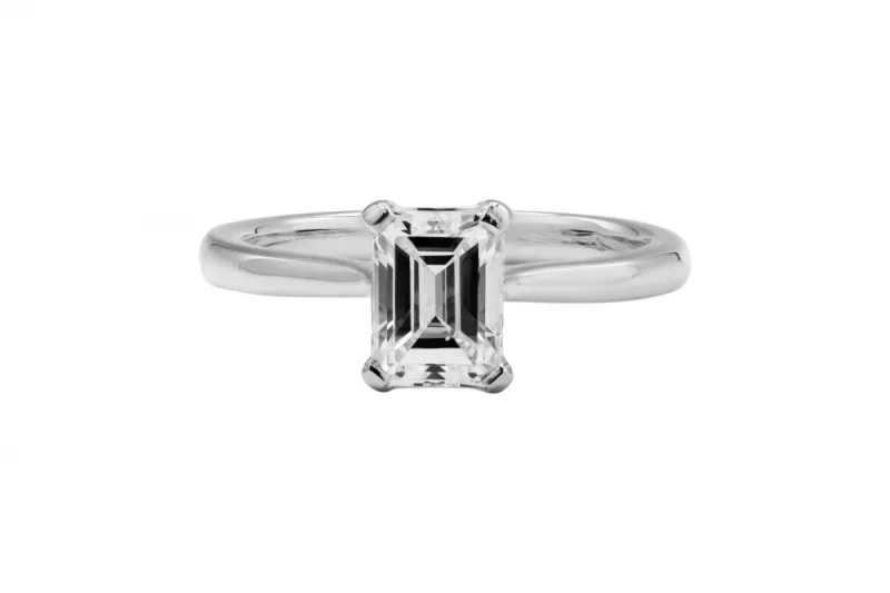 Platinum Emerald Cut Diamond Engagement Ring 1.36ct