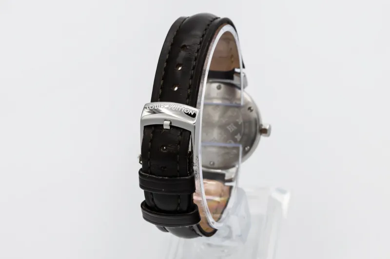 Louis Vuitton Tambour 34mm Brown Leather RC8730 Circa 2000s