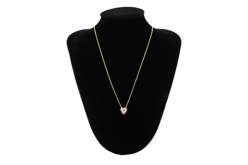 Gold Plated Sterling Silver Lab Grown Heart Cut Diamond Necklace 1.02ct