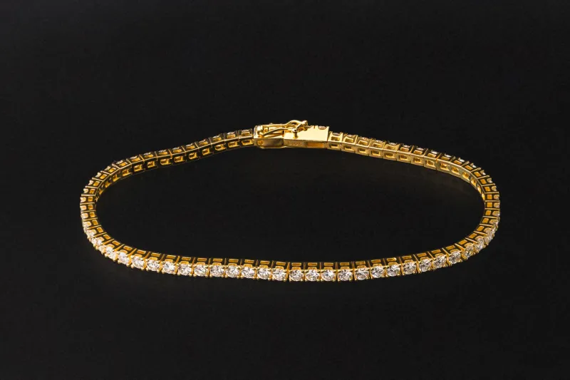 Gold Plated Sterling Silver Lab Grown Brilliant Cut Diamond Tennis Bracelet 3.00ct
