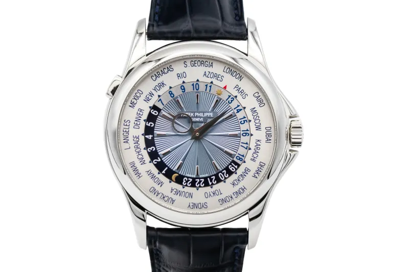 Patek Philippe World Time Navy Leather 39mm 5130P-001 2008 UNWORN