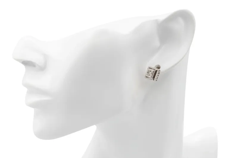 18ct White Gold Diamond Square Stud Earrings  0.10ct