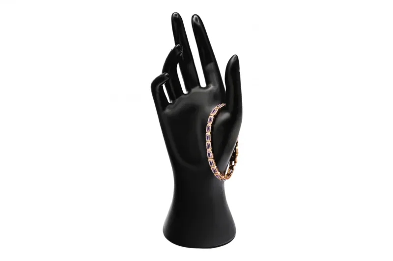 14ct Rose Gold Diamond Bracelet With Purple Sapphires 2.01ct