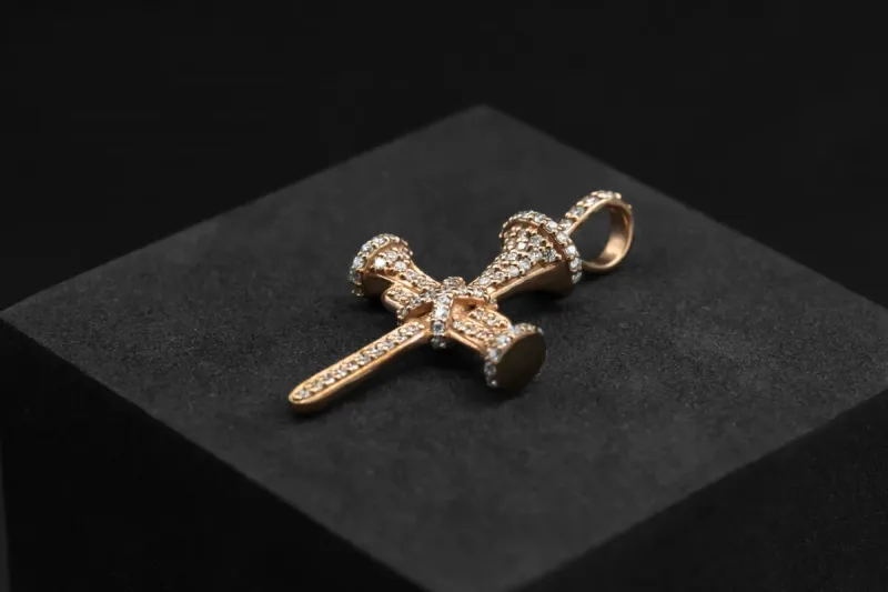 9ct Rose Gold Diamond Cross Pendant 0.45cts