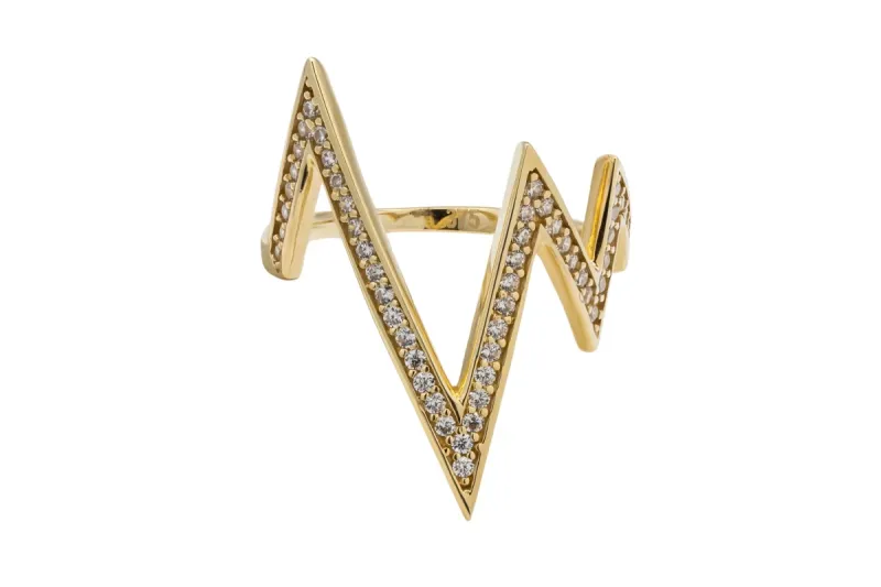 9ct Yellow Gold Cubic Zirconia Zigzag Ring 2.3g