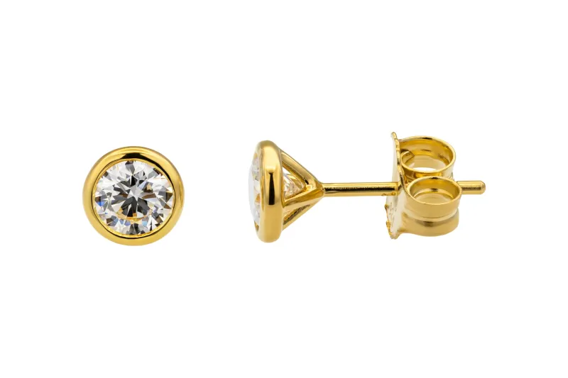 Gold Plated Sterling Silver Lab Grown Diamond Stud Earrings 1.12ct