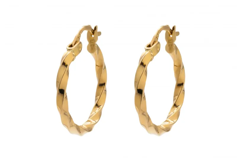 9ct Yellow Gold Twisted Hoop Earrings 1.1g