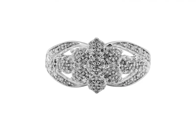 9ct White Gold Art Deco Diamond Ring 0.33ct
