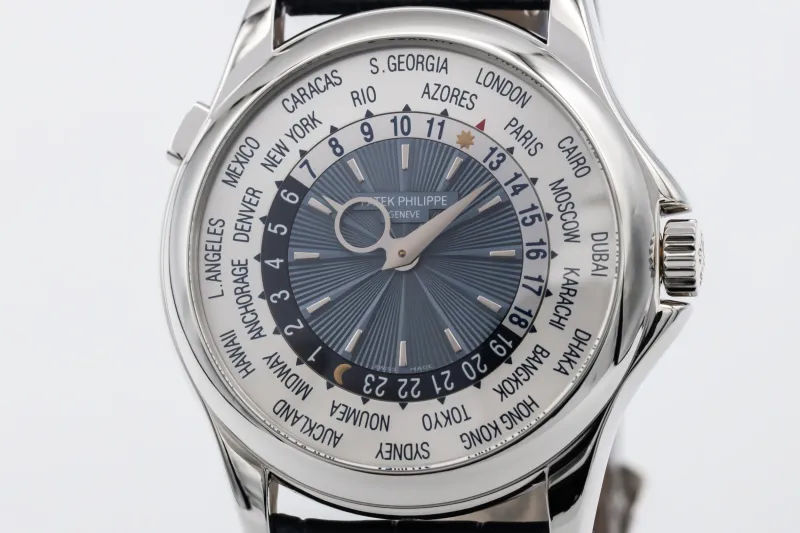 Patek Philippe World Time Navy Leather 39mm 5130P-001 2008 UNWORN