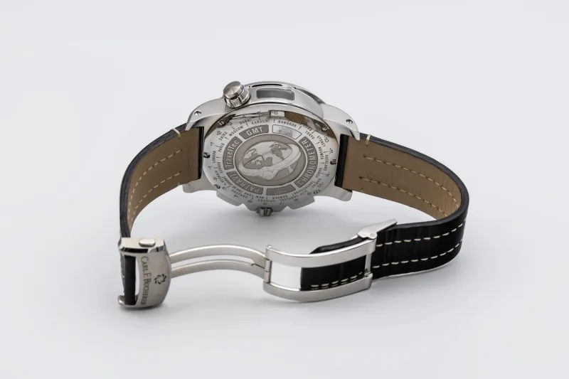 Carl F. Bucherer Patravi Traveltec GMT 47mm Black Leather 10620.08.33.01 Circa 2007