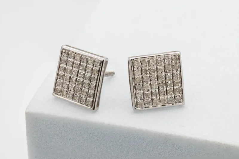 9ct White Gold Square Diamond Stud Earrings 0.25ct