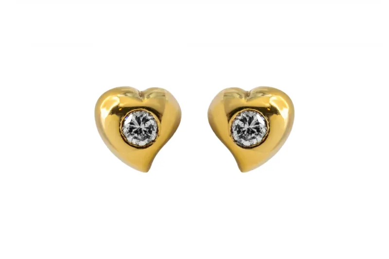9ct Yellow Gold Heart Shaped Diamond Stud Earrings 0.20ct