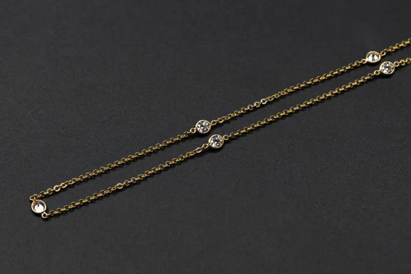 9ct Yellow Gold Cubic Zirconia Fine Chain 3.9g