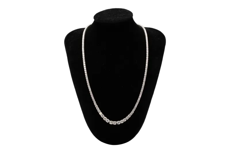 18ct White Gold Graduated Diamond Tennis Necklace 14.25ct