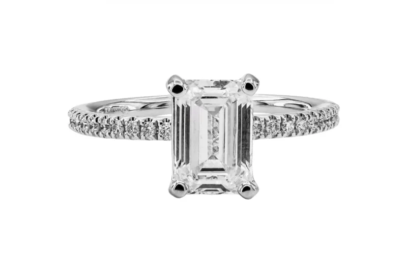 Platinum Emerald Cut 1.57ct E VVS2 IGI Lab Diamond Engagement Ring