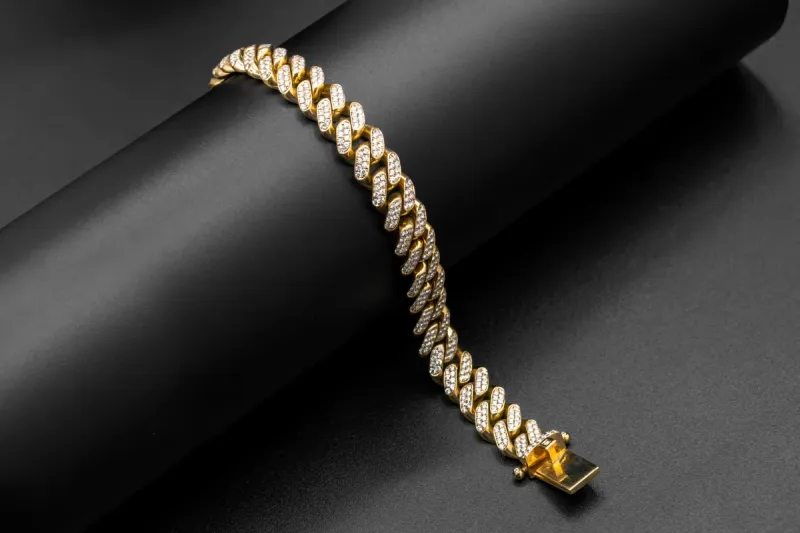 9ct Yellow Gold Diamond Cuban Bracelet 4.4ct VS