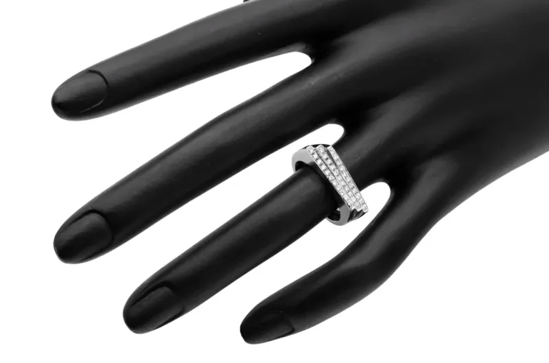 9ct White Gold 3 Row Diamond Ring 0.33ct G/H VS