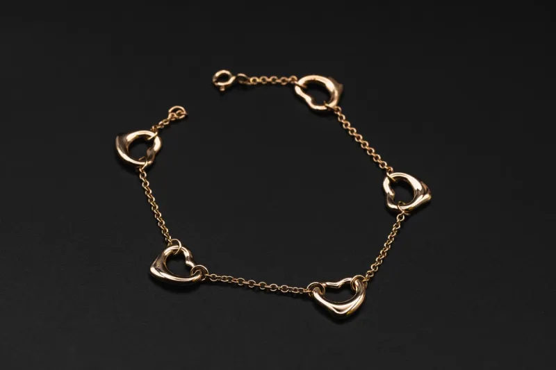 Tiffany & Co Elsa Peretti® Open Heart 18ct Rose Gold Bracelet 7.1g