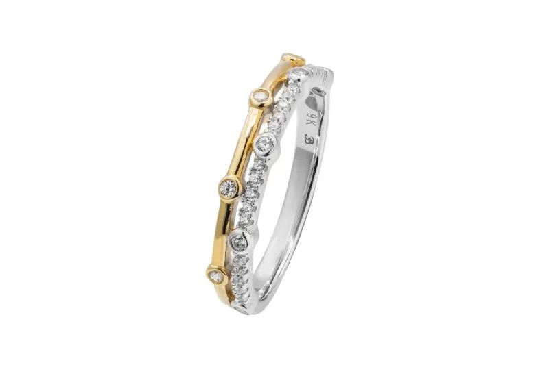 9ct Yellow & White Gold Cubic Zirconia Ring 2.5g