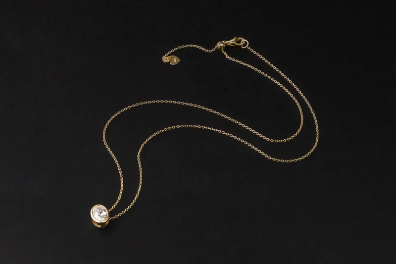 Gold Plated Sterling Silver Lab Grown Oval Cut Diamond Necklace 1.00ct