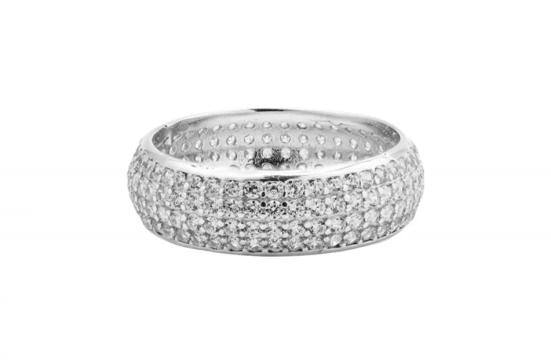 9ct White Gold Cubic Zirconia Eternity Wedding Band 3g