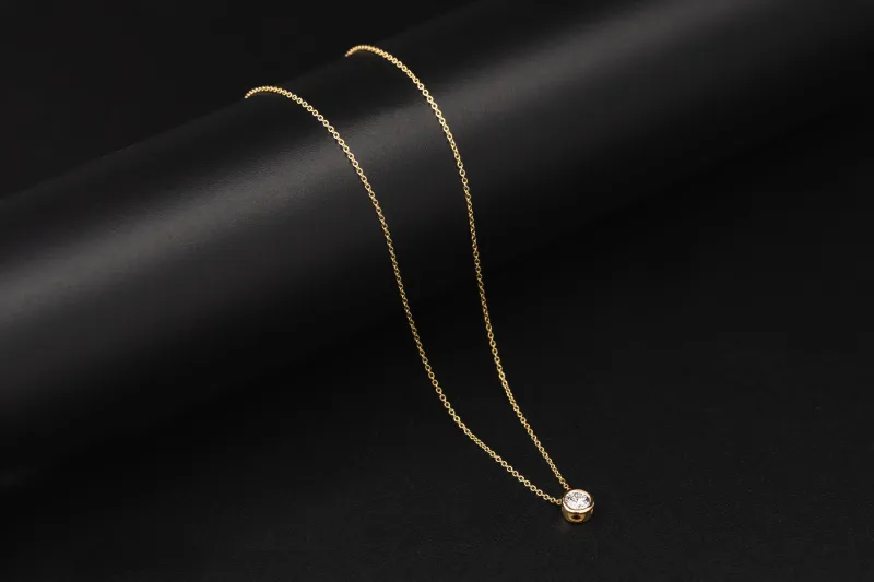 Gold Plated Sterling Silver Lab Grown Brilliant Cut Diamond Necklace 0.50ct
