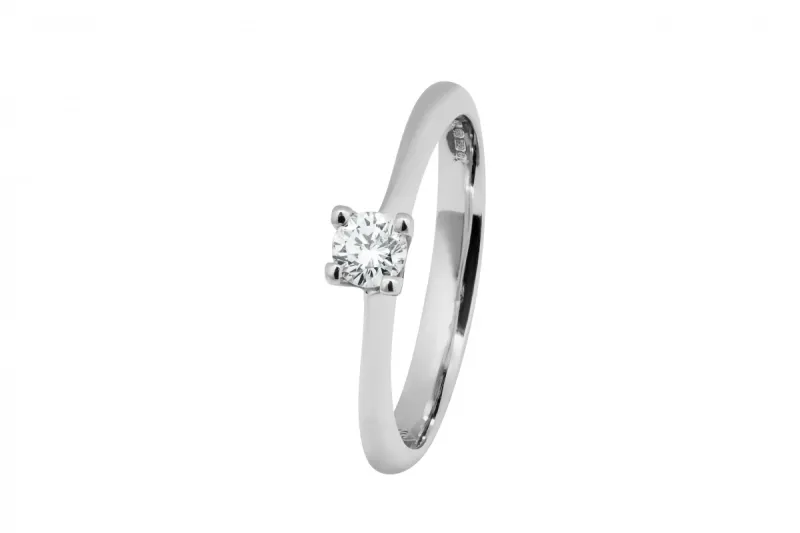 18ct White Gold Petite Solitaire Diamond Ring 0.19ct