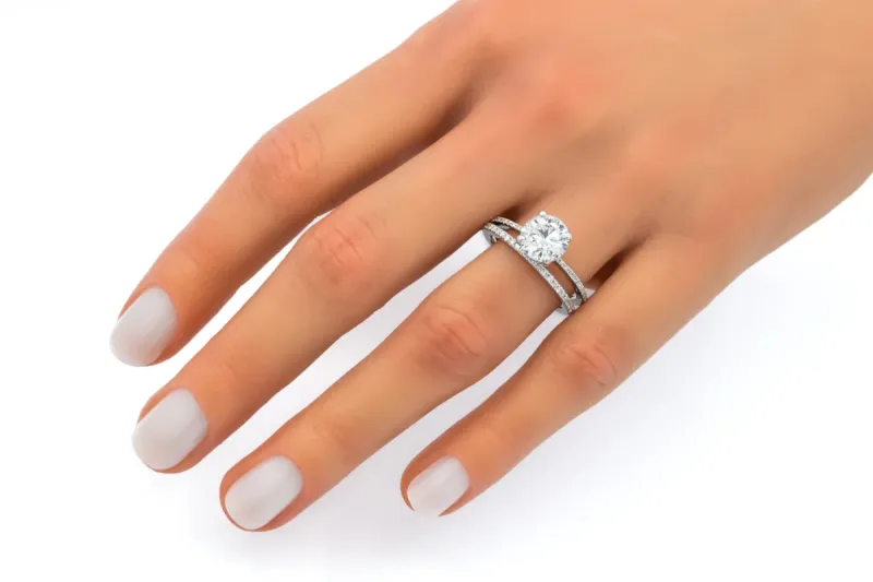 18ct White Gold Lab Diamond Engagement Ring Set 1.90ct GIA Certified