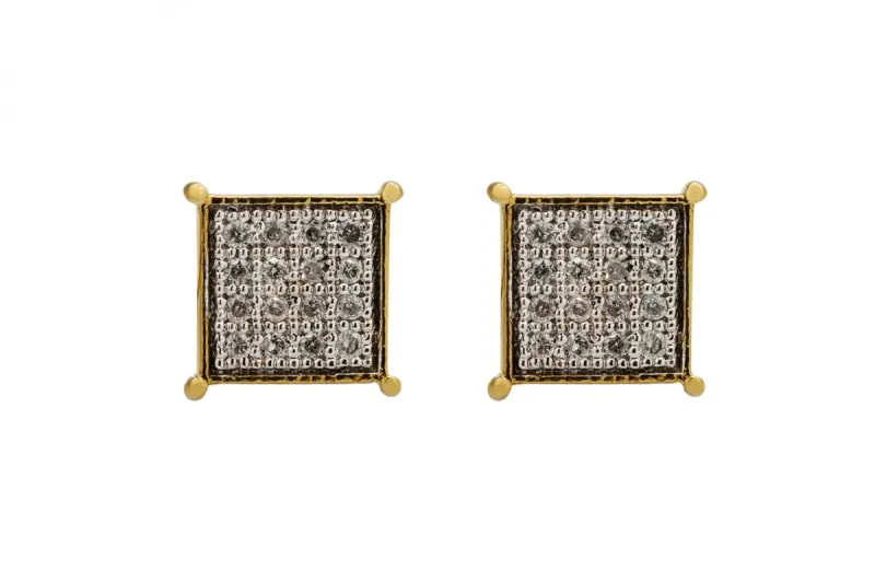 9ct Yellow Gold Square Diamond Stud Earrings 1.0g