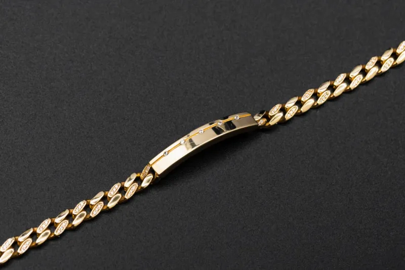 9ct Yellow Gold ID Cubic Zirconia Children's Bracelet 8.8g