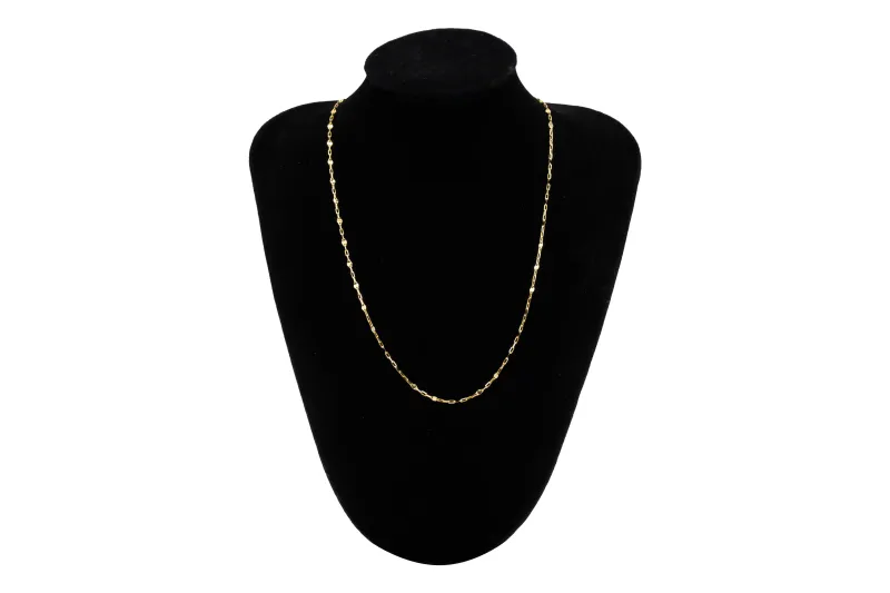 18ct Yellow & White Gold Two Tone Chain Necklace 15" 1.8g
