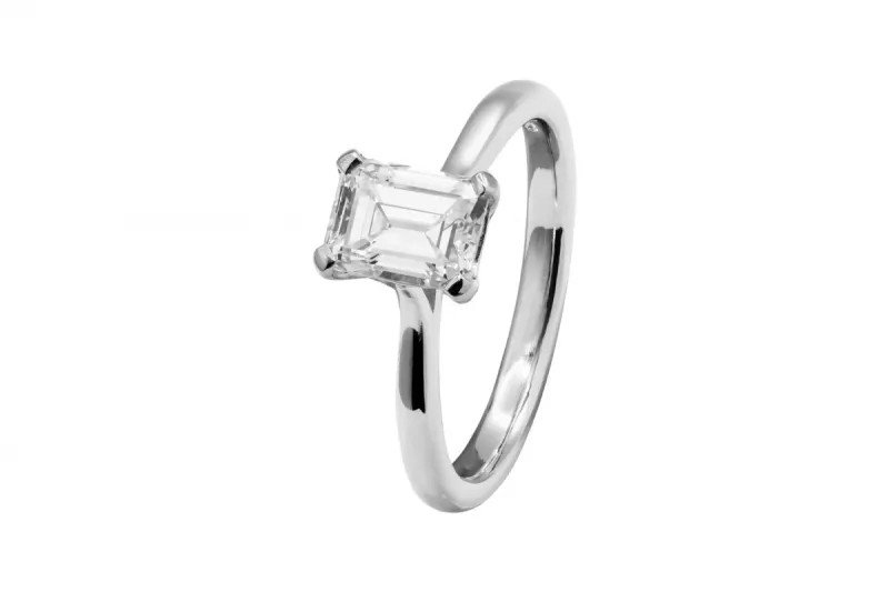 Platinum Emerald Cut Diamond Engagement Ring 1.36ct