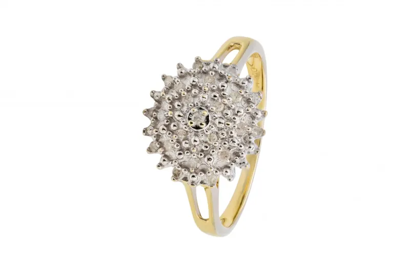 9ct Yellow Gold Flower Design Diamond Ring 0.15ct