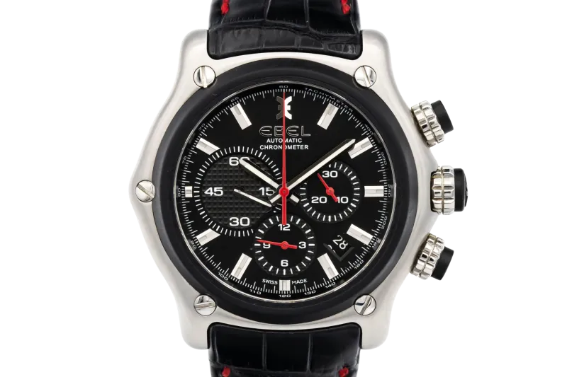 Ebel 1911 BTR Chronograph 45mm Black Leather E9137L73 Circa 2000s