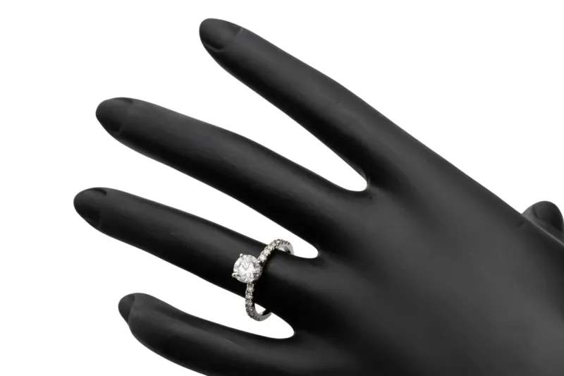 Platinum Diamond Engagement Ring Hidden Halo 1.01ct GIA Certified