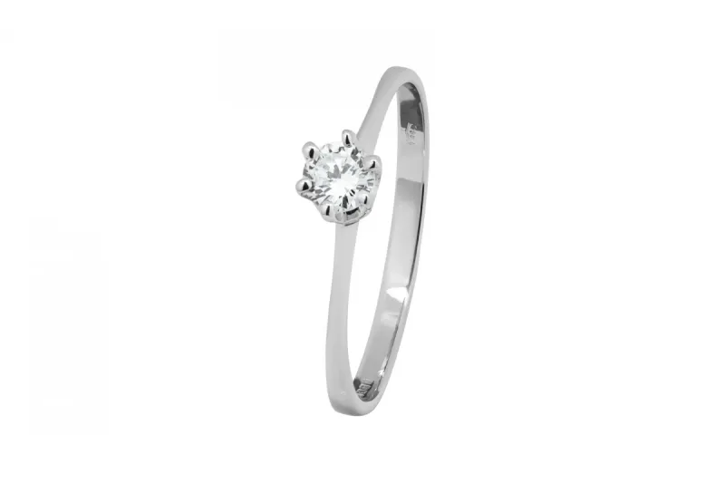 18ct White Gold Classic Diamond Engagement Ring 0.19ct