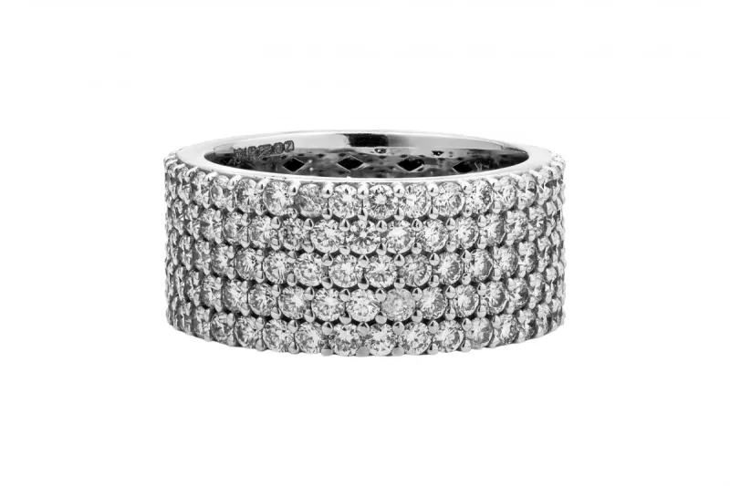 14ct White Gold Diamond Full Eternity Mens Ring 4.50ct
