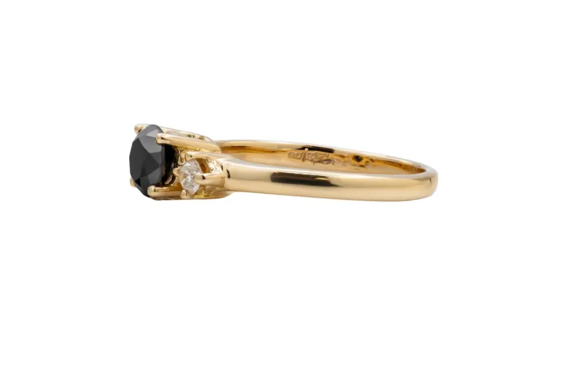14ct Yellow Gold Trio Sapphire & Diamond Ring 0.10ct