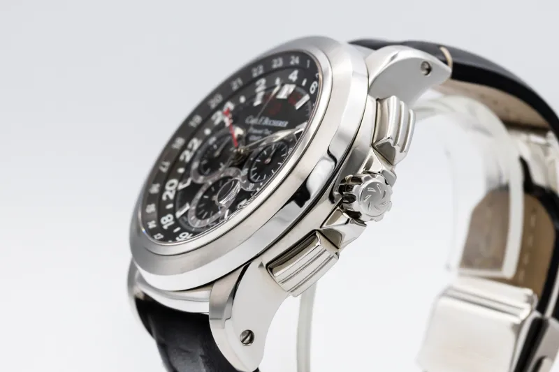 Carl F. Bucherer Patravi Traveltec GMT 47mm Black Leather 10620.08.33.01 Circa 2007